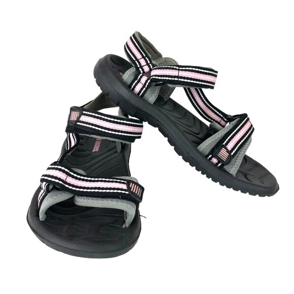 Beach Basics Womens SIze 6 Pink & Gray Adjustable Sandals Beach Pool Lake - Picture 2 of 12